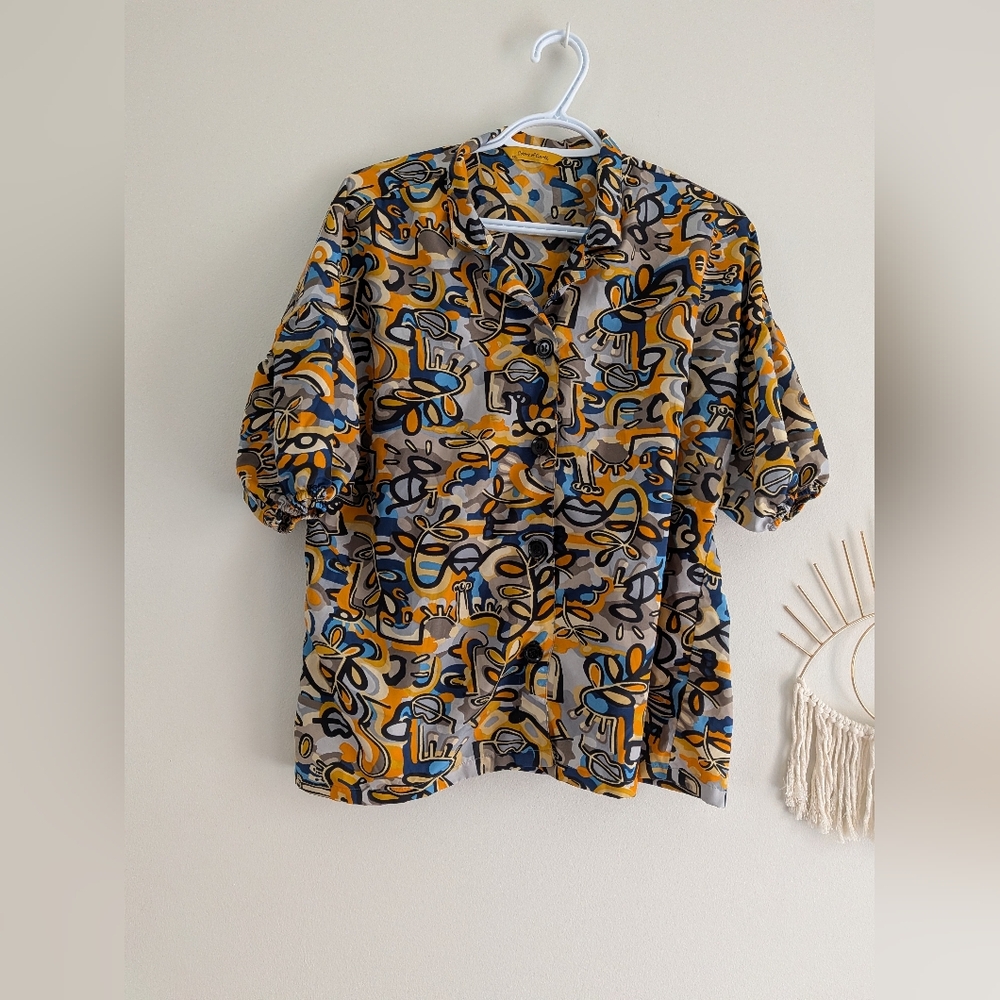 Women's Abstract Button Down Shirt
